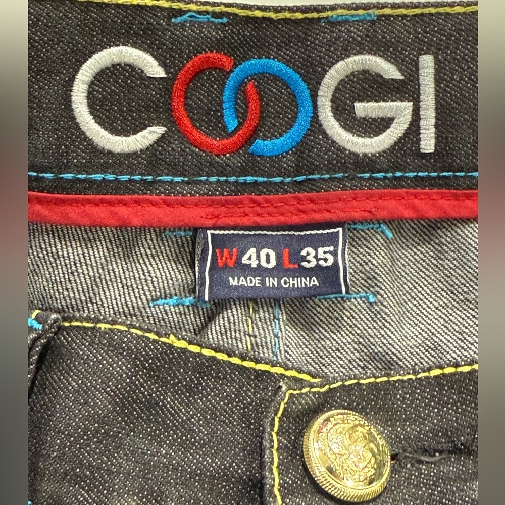 VTG Y2K Coogi Jeans 40x35 Baggy Hip Hop Skater Grunge Wide Leg Sewn Embroidery - Picture 11 of 13